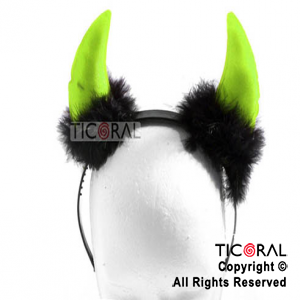 VINCHA VERDE FLUO DIABLO CON PLUMA HS2923-5 x 1